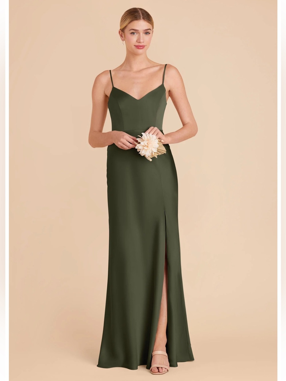 NWT Birdy Grey Jay Dress in Matte Satin Olive - Size Large